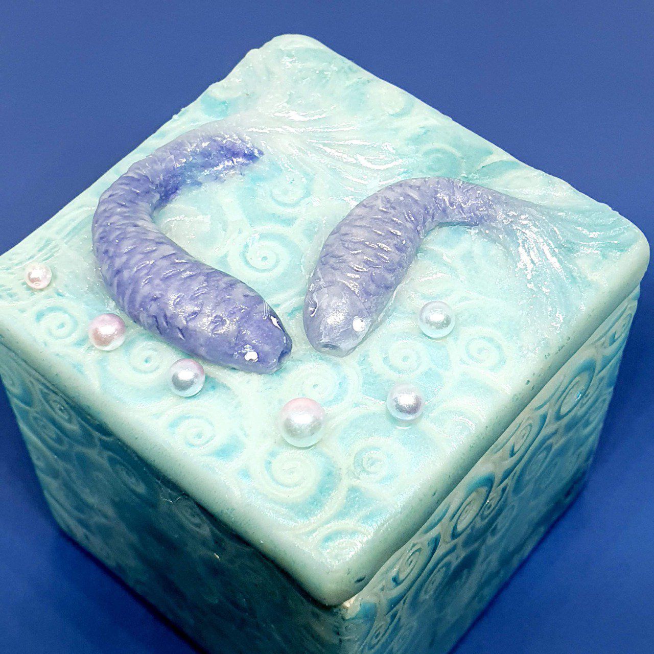 Boîte à bijoux - poissons rêve bleu