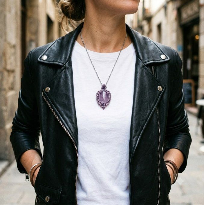 Collier pendentif améthyste
