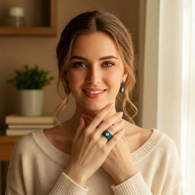 L'Aube d'Opalite - bague micro macramé