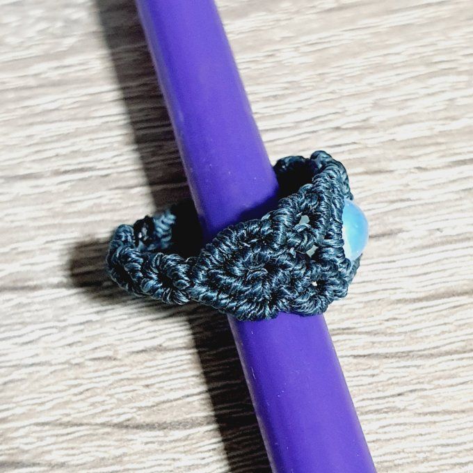 L'Aube d'Opalite - bague micro macramé