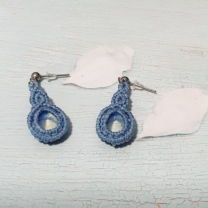 Parure Les Songes Bleus - Boucles d'oreilles et pendentif - chaine en argent