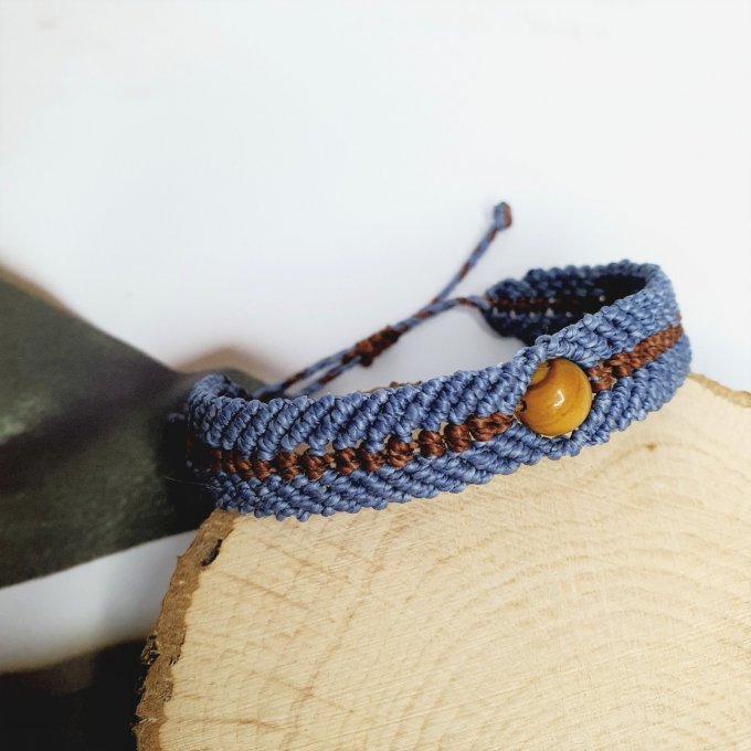 bracelet homme denim et perle