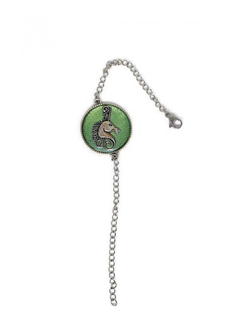 bracelet licorne - fond vert scintillant