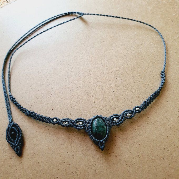 Collier choker - agate verte