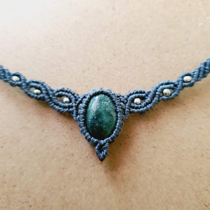 Collier choker - agate verte