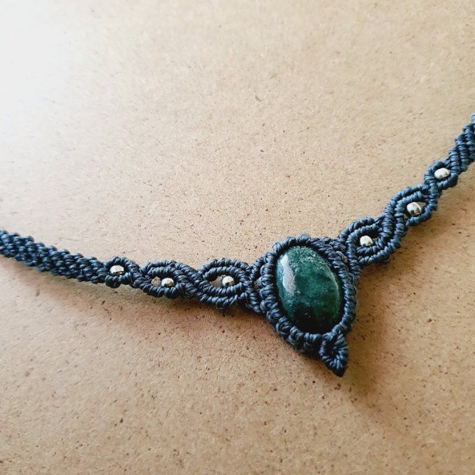 Collier choker - agate verte