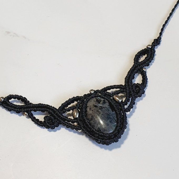 Collier "Eclat Nocturne" - larvikite