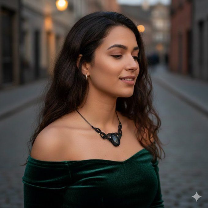 Collier "Eclat Nocturne" - larvikite