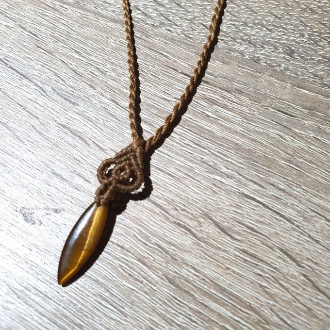 Collier à nouer - pendentif Oeil de Tigre