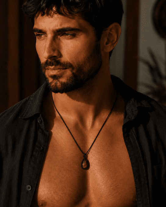 Collier pendentif Oeil de Tigre