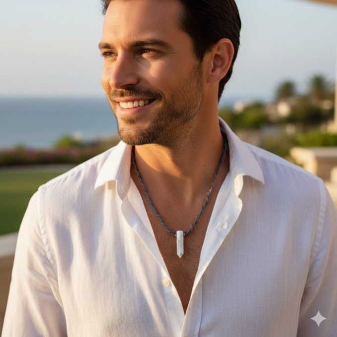 Collier Pointe - Howlite ou labradorite