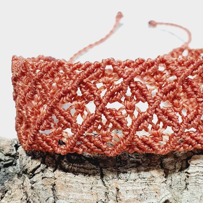 Bracelet-manchette Dentelle d'automne - micro macramé