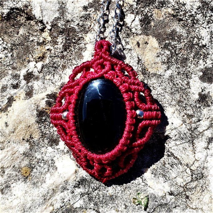 pendentif style ancien - agate noire