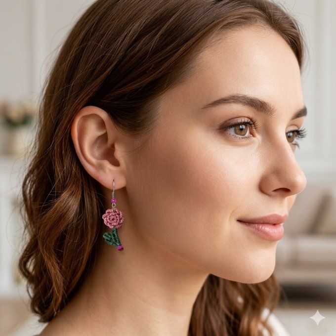 Boucles d'oreilles - petites roses