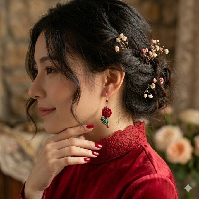 Boucles d'oreilles - petites roses