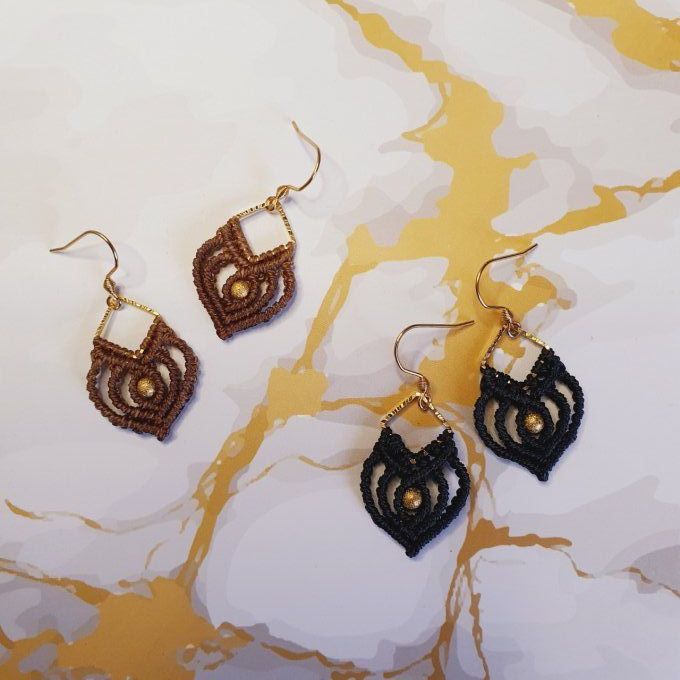 Boucles d'oreilles macramé pendantes - Oriana