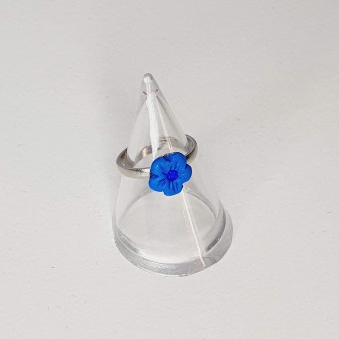 bague fleur bleue