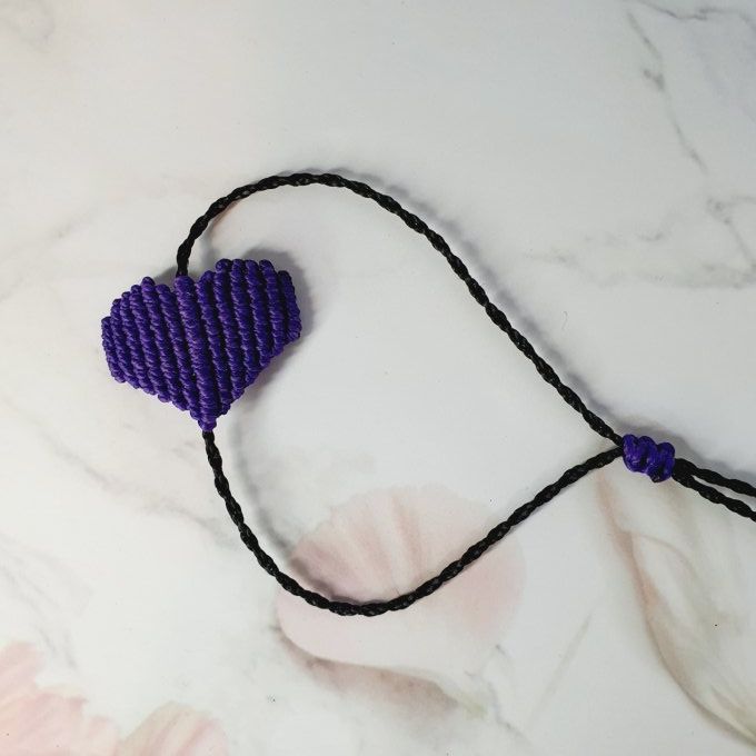 bracelet cœur violet