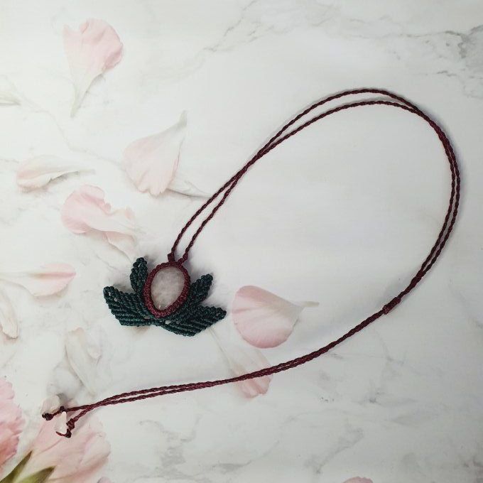 Collier bouton de fleur - quartz rose