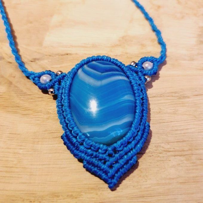 collier turquoise et agate bleue