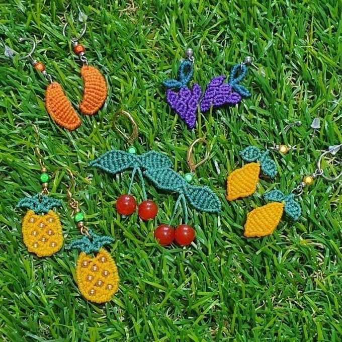 boucles-oreilles-fruits-macrame